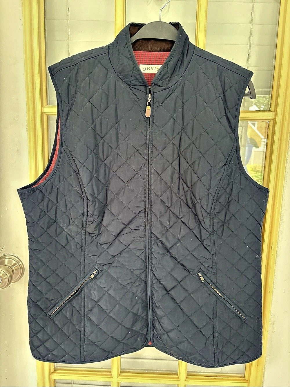Orvis Quilted Plaid-Lined Vest in Navy